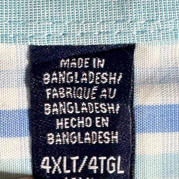 IZOD 4XLT Button Down Shirt Men’s Blue Green Plaid Long Sleeve - Picture 4 of 9